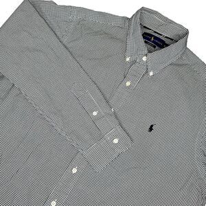 Ralph Lauren Polo Mens XL Gingham Black White Button Down Custom Fit Pony Dressy